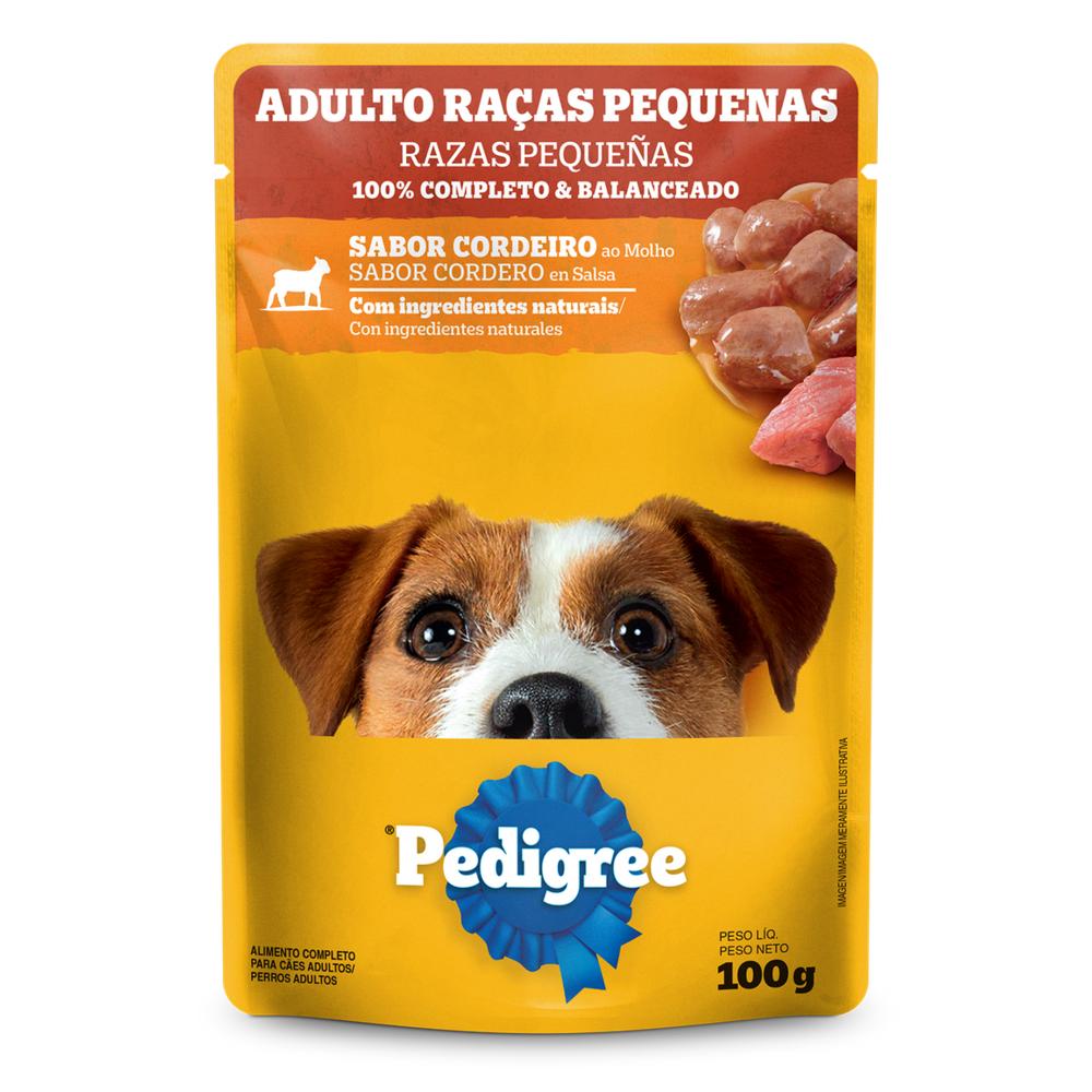 Ração Úmida Pedigree Sachê Cordeiro ao Molho para Cães Adultos de Raças Pequenas 100 g