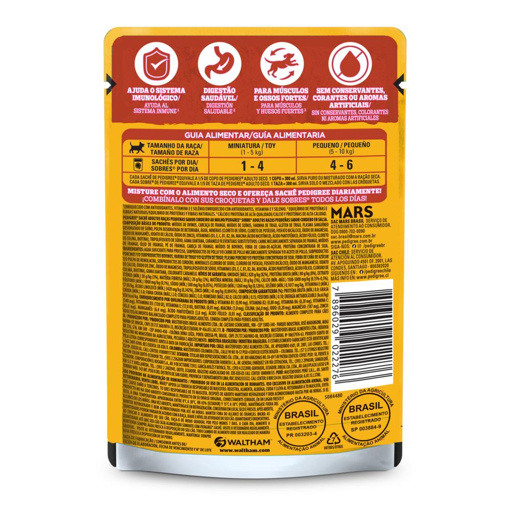 Ração Úmida Pedigree Sachê Cordeiro ao Molho para Cães Adultos de Raças Pequenas 100 g