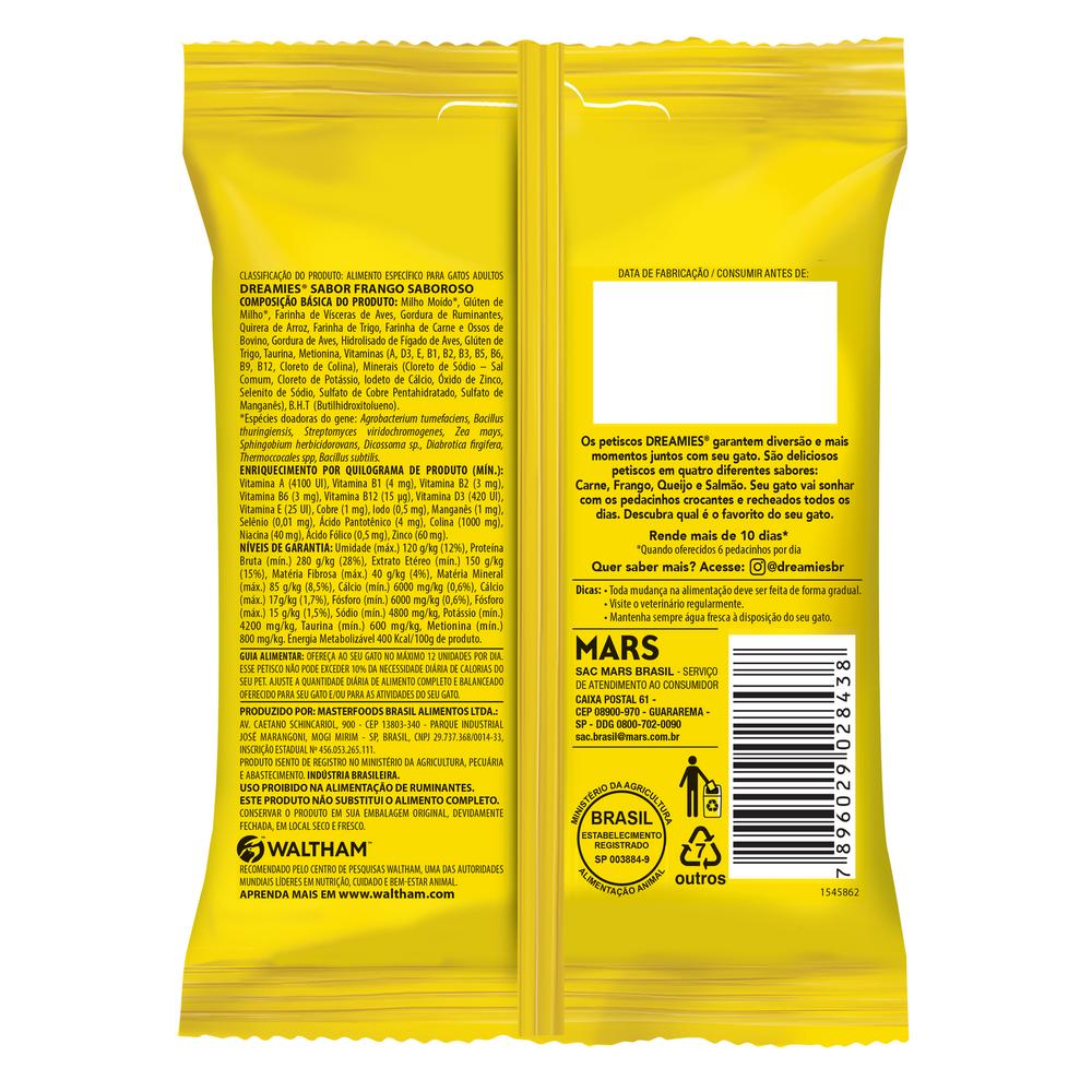 Petisco Dreamies Frango Saboroso Gatos Adultos 40g