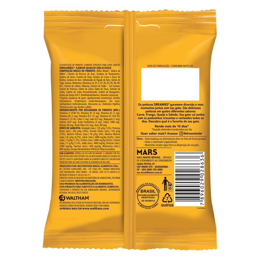 Petisco Dreamies Queijo Delicioso Gatos Adultos 40g