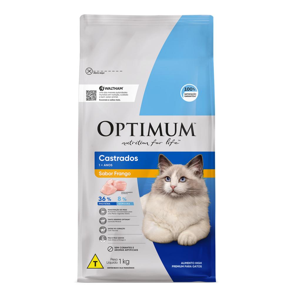 Ração Optimum para Gatos Adultos Castrados Sabor Frango 1kg