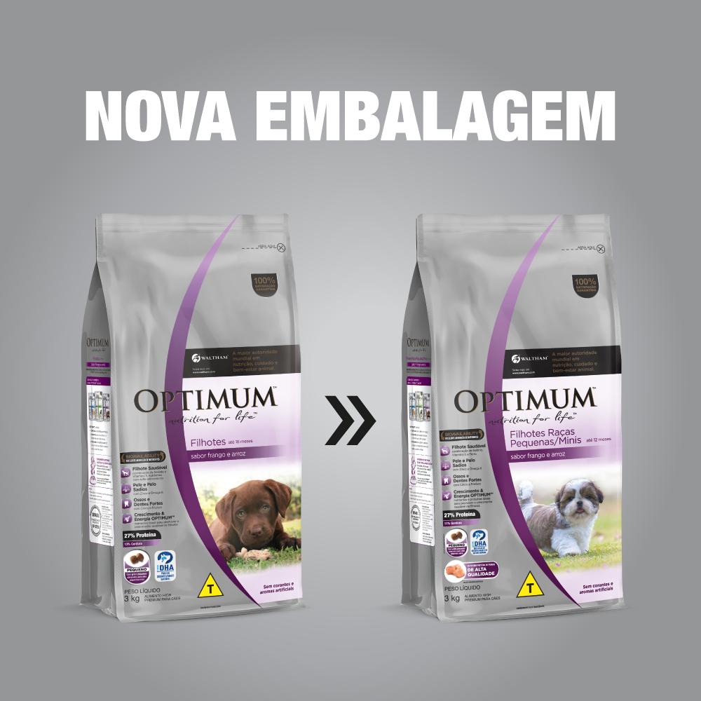 Ração Optimum para Cães Filhotes Raças Pequenas e Minis Sabor Frango e Arroz 3kg