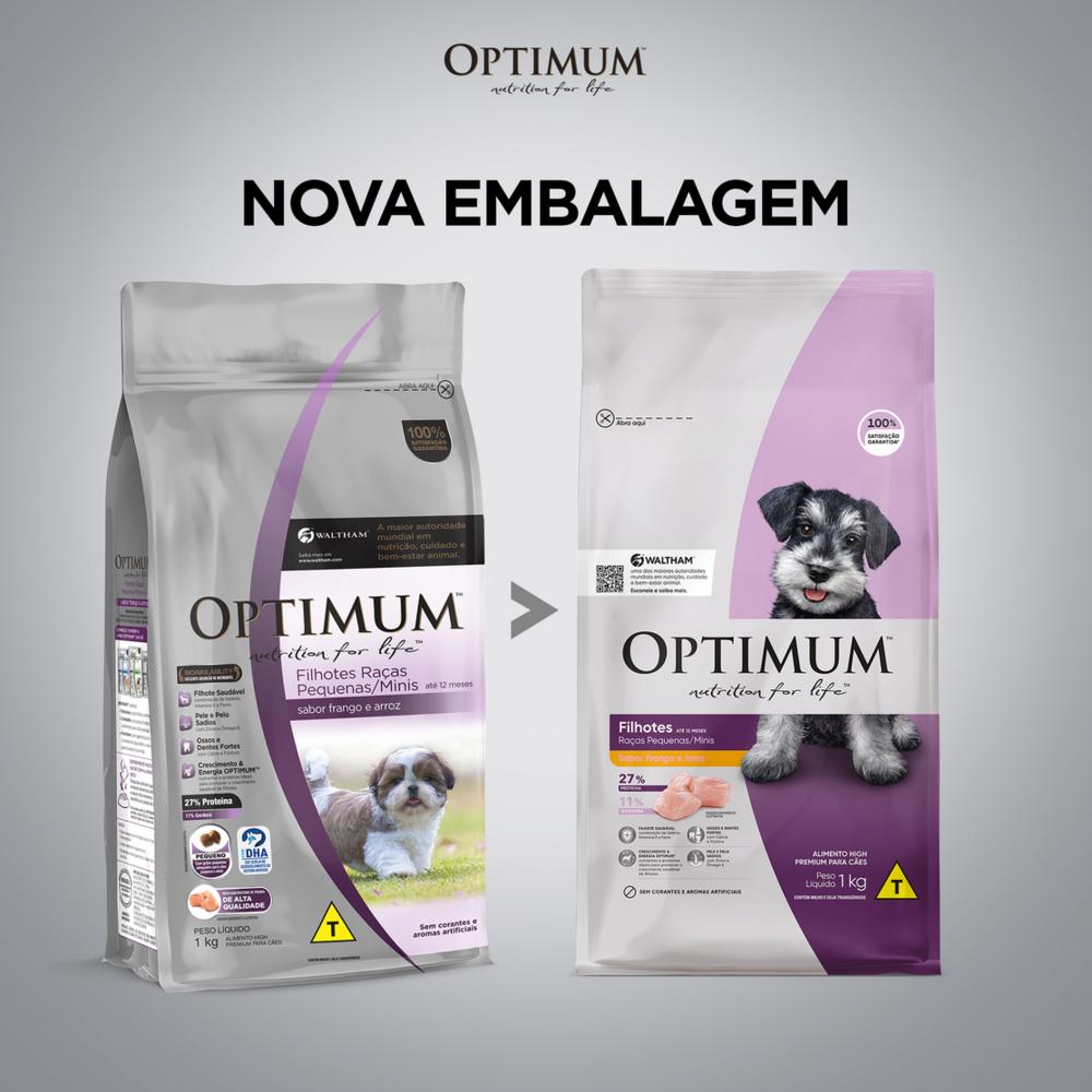 Ração Optimum para Cães Filhotes Raças Pequenas e Minis Sabor Frango e Arroz 3kg