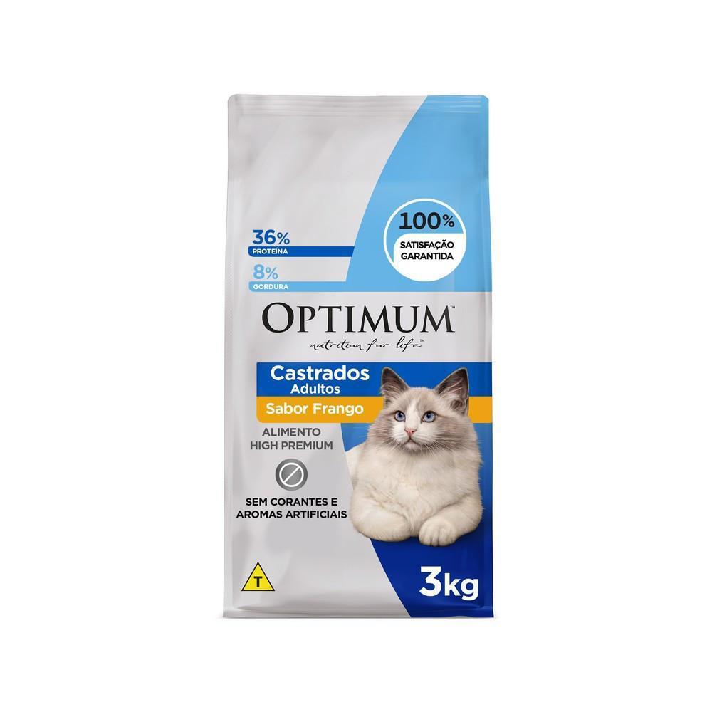 Ração Optimum para Gatos Adultos Castrados Sabor Frango 3kg