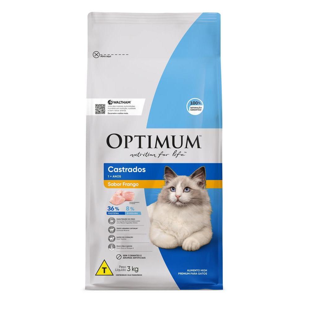 Ração Optimum para Gatos Adultos Castrados Sabor Frango 3kg