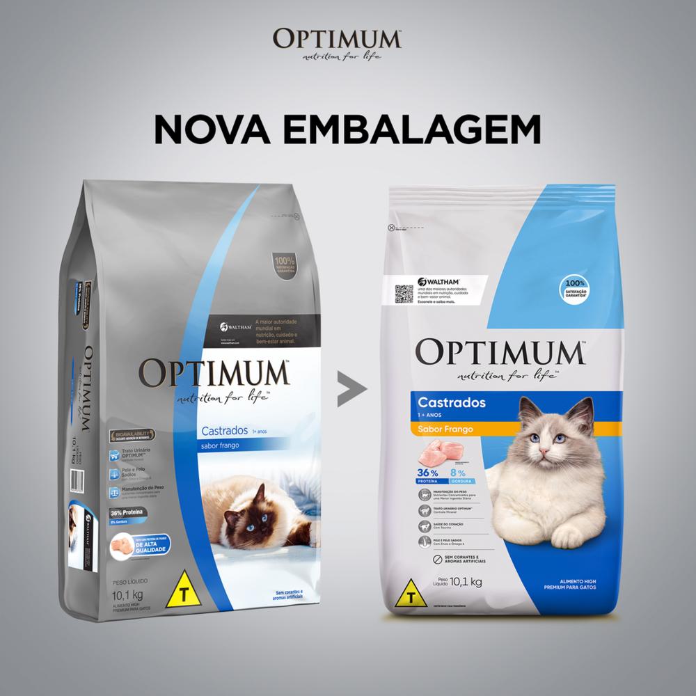 Ração Optimum para Gatos Adultos Castrados Sabor Frango 3kg