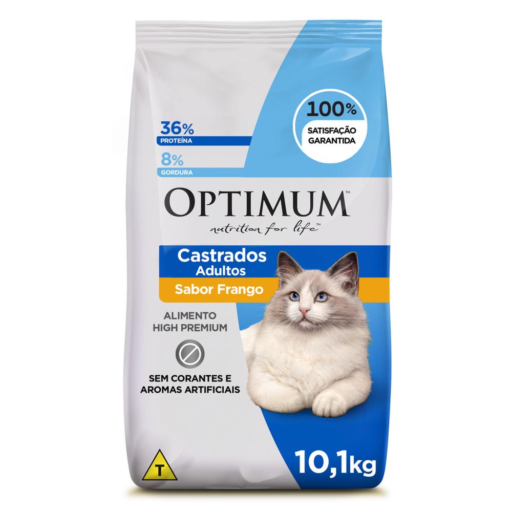Ração Optimum para Gatos Adultos Castrados Sabor Frango 10,1kg
