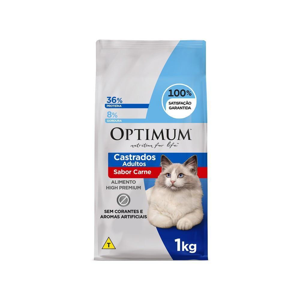 Ração Optimum para Gatos Adultos Castrados Sabor Carne 1kg