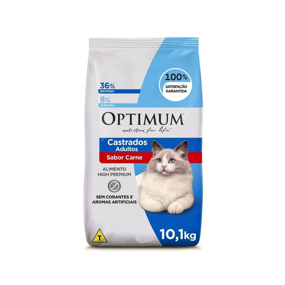 Ração Optimum para Gatos Adultos Castrados Sabor Carne 10,1kg
