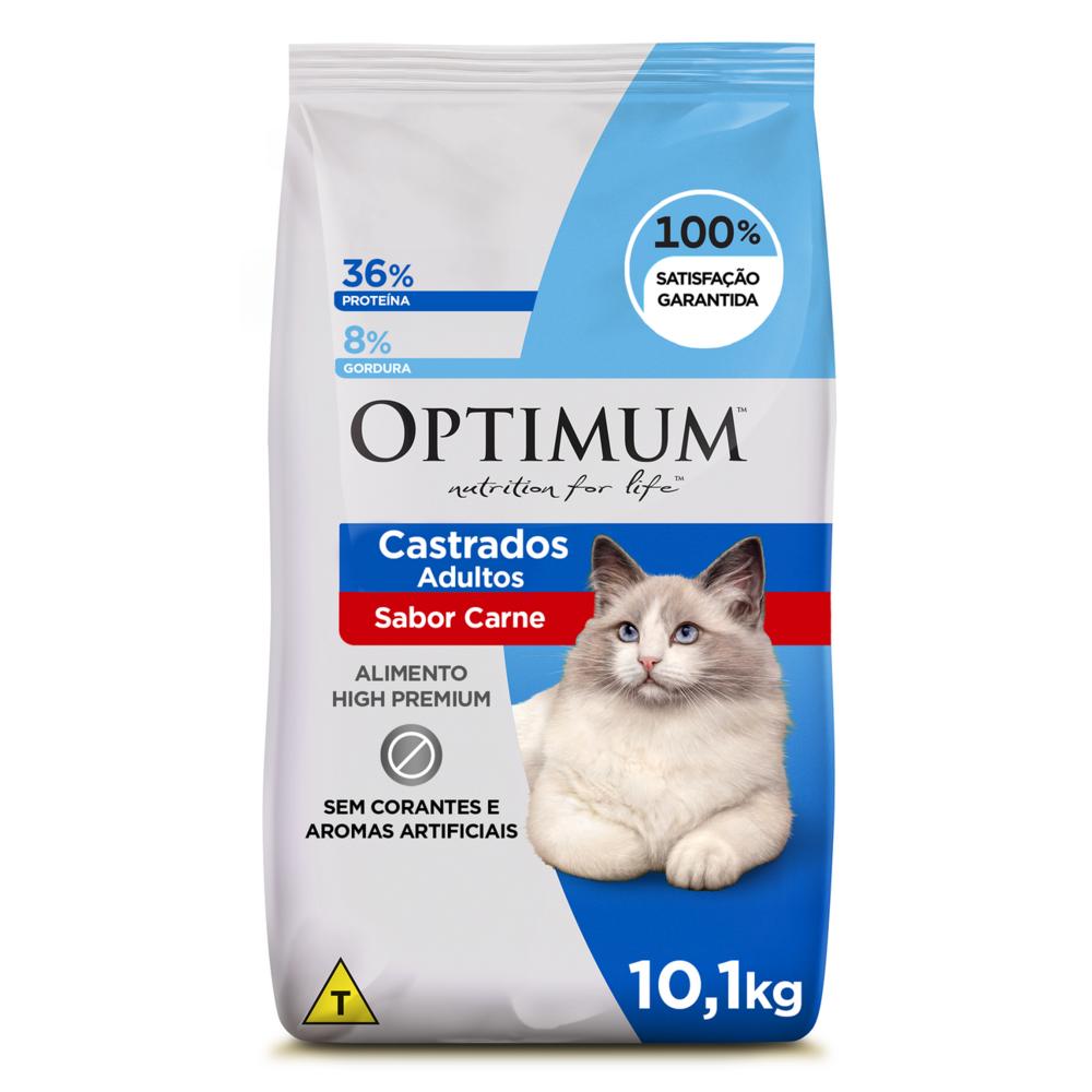 Ração Optimum para Gatos Adultos Castrados Sabor Carne 10,1kg