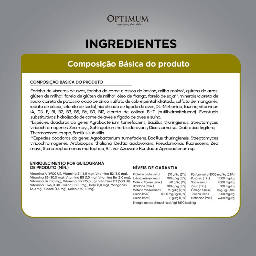 Ração Optimum para Gatos Adultos Sabor Carne 3kg