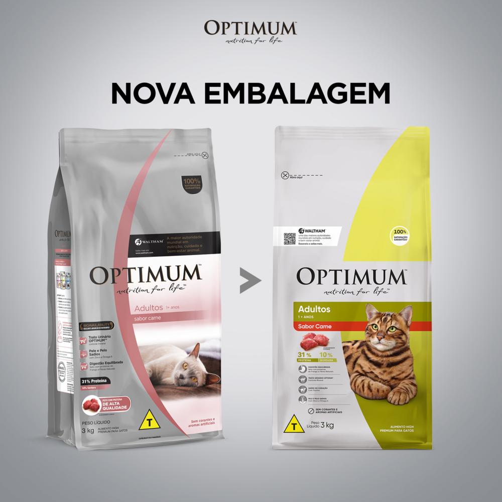 Ração Optimum para Gatos Adultos Sabor Carne 3kg