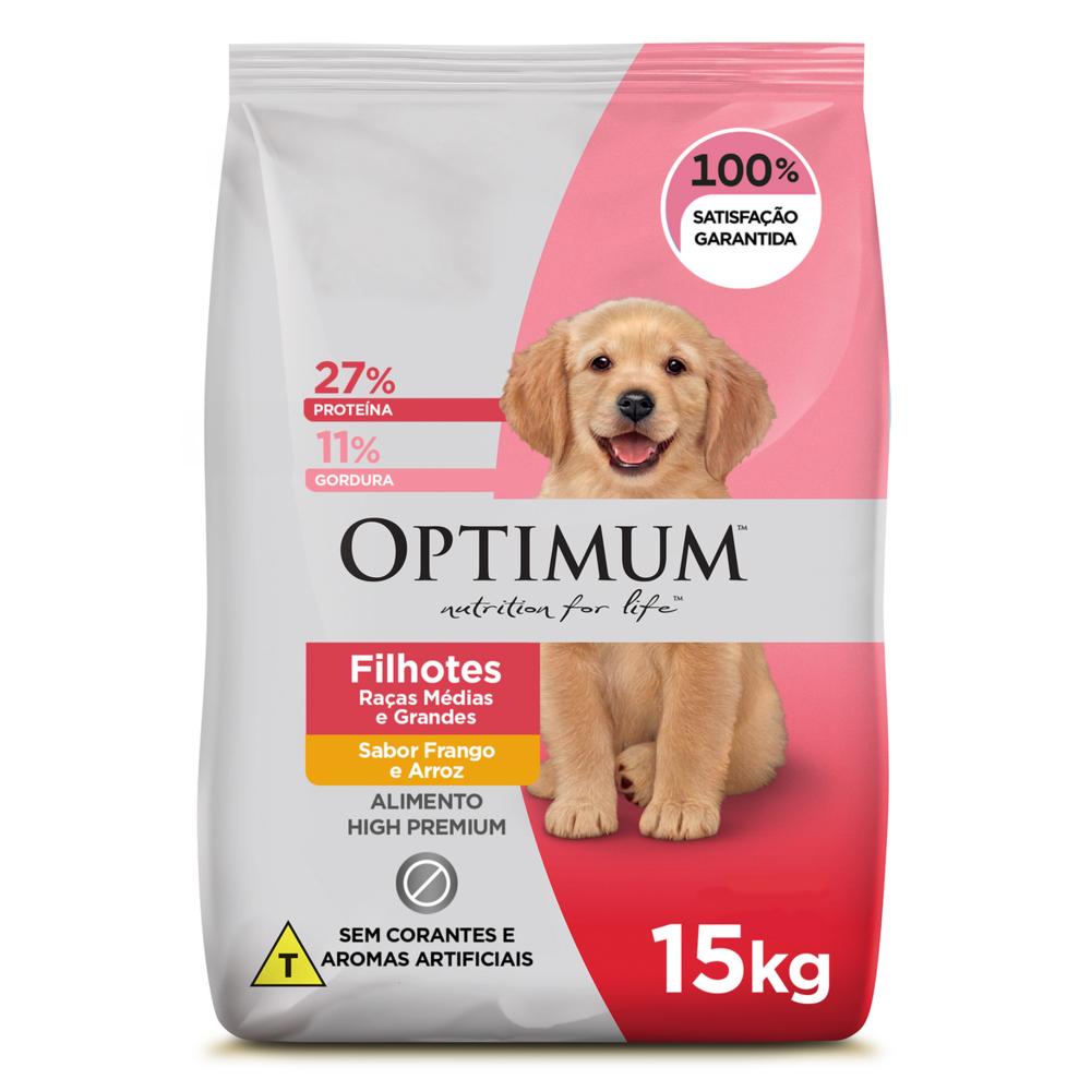 Ração Optimum Frango e Arroz para Cães Filhotes Raças Médias e Grandes até 18 meses 15kg