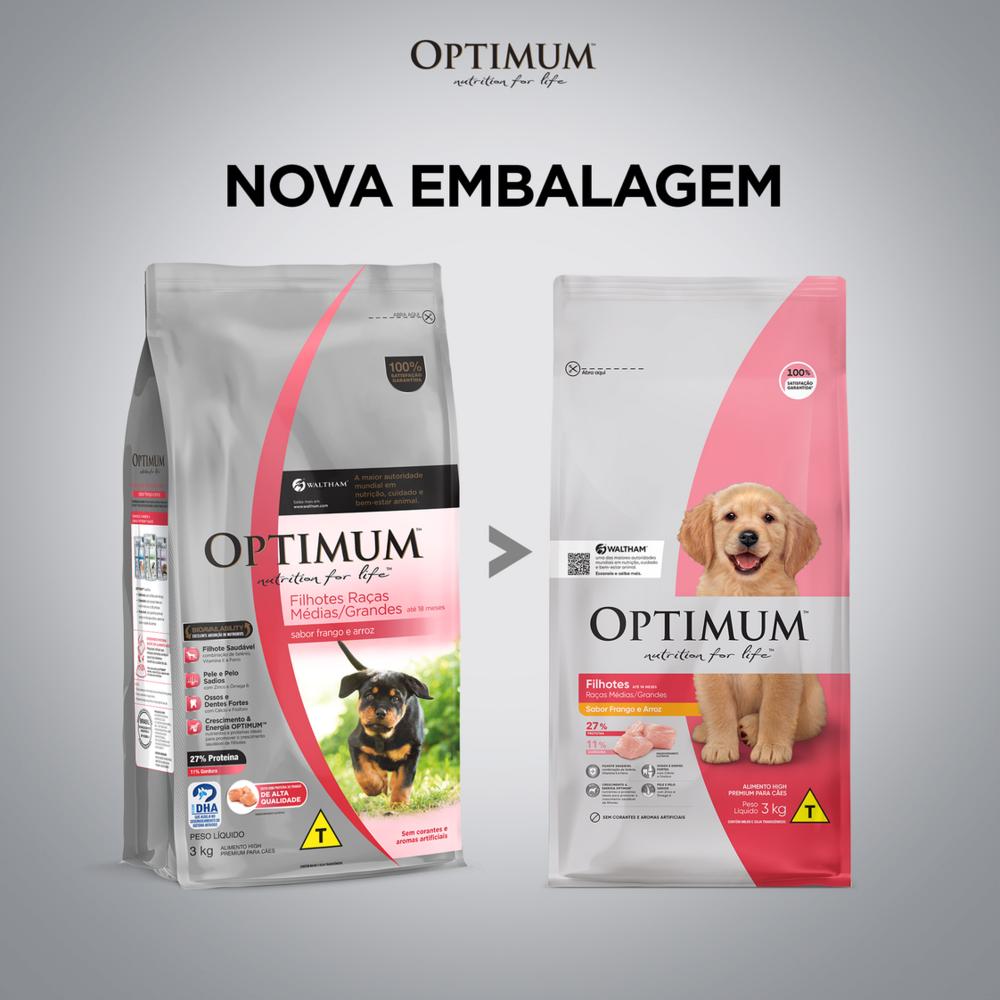 Ração Optimum Frango e Arroz para Cães Filhotes Raças Médias e Grandes até 18 meses 15kg
