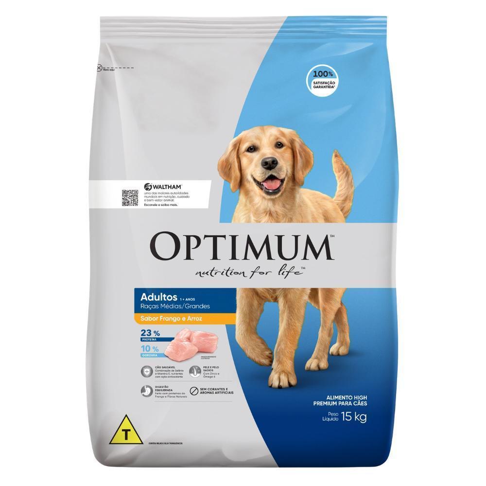 Ração Optimum para Cães Adultos Raças Médias e Grandes Sabor Frango e Arroz 15kg