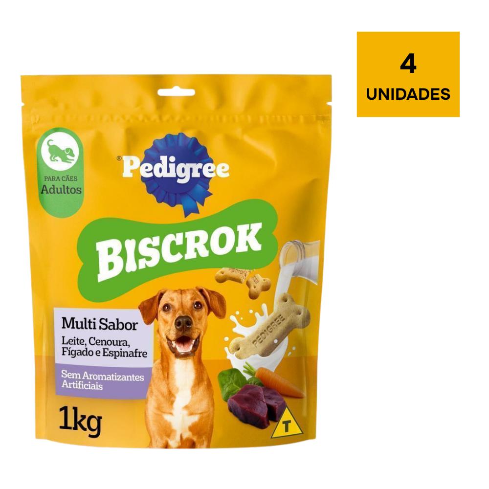 Biscoito Pedigree Biscrok Para Cães Adultos Multi 1kg 4un