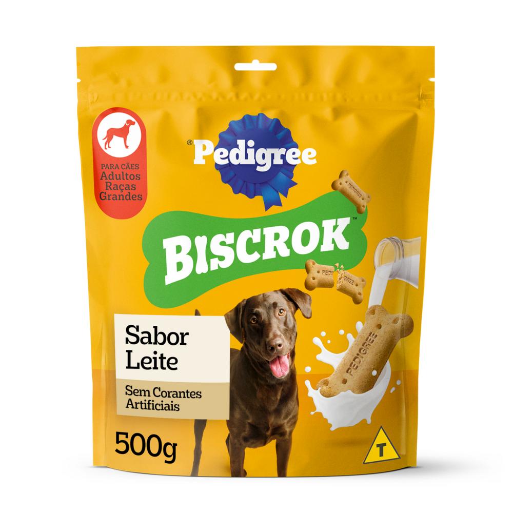 Biscoito Pedigree Biscrok Para Cães Adultos Raças Grandes Sabor Leite 500 g