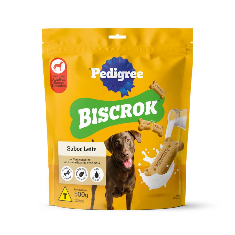 Biscoito Pedigree Biscrok Para Cães Adultos Raças Grandes Sabor Leite 500 g