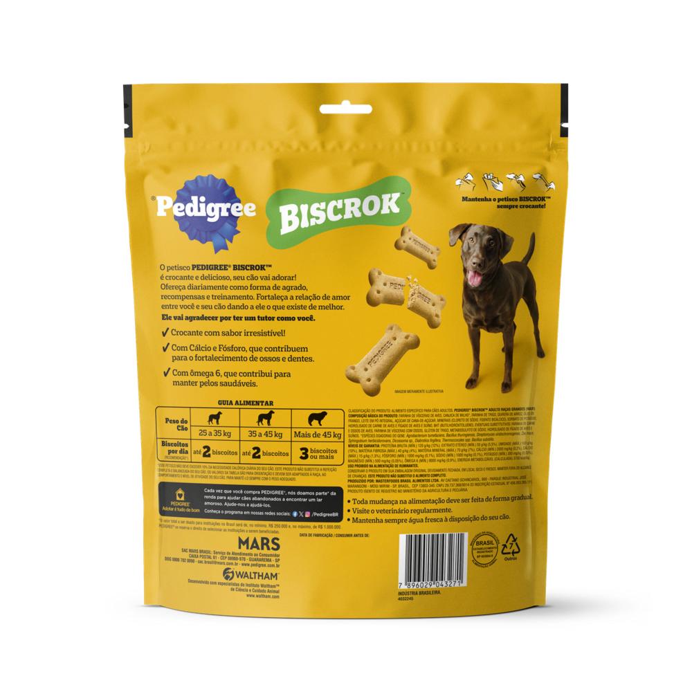 Biscoito Pedigree Biscrok Para Cães Adultos Raças Grandes Sabor Leite 500 g
