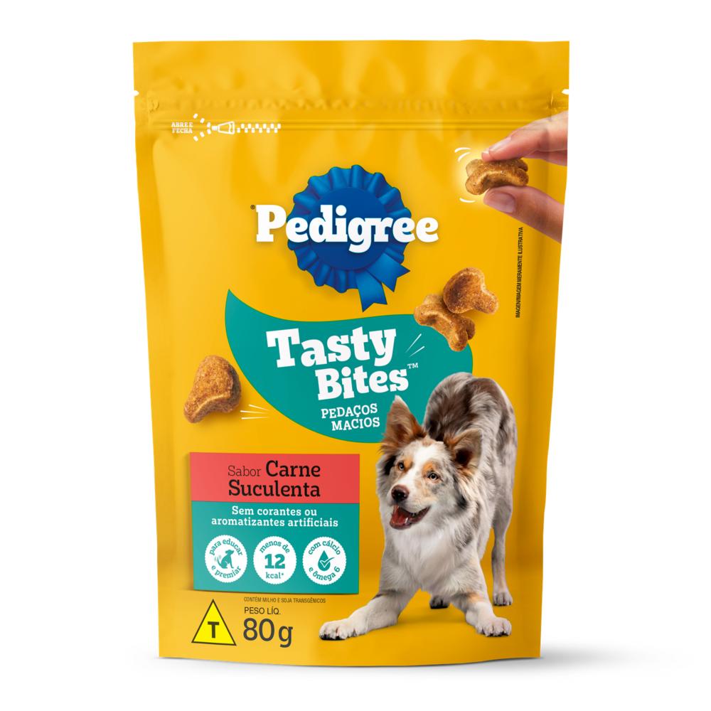Petisco Pedigree Tasty Bites para Cães Adultos Sabor Carne Suculenta 80g