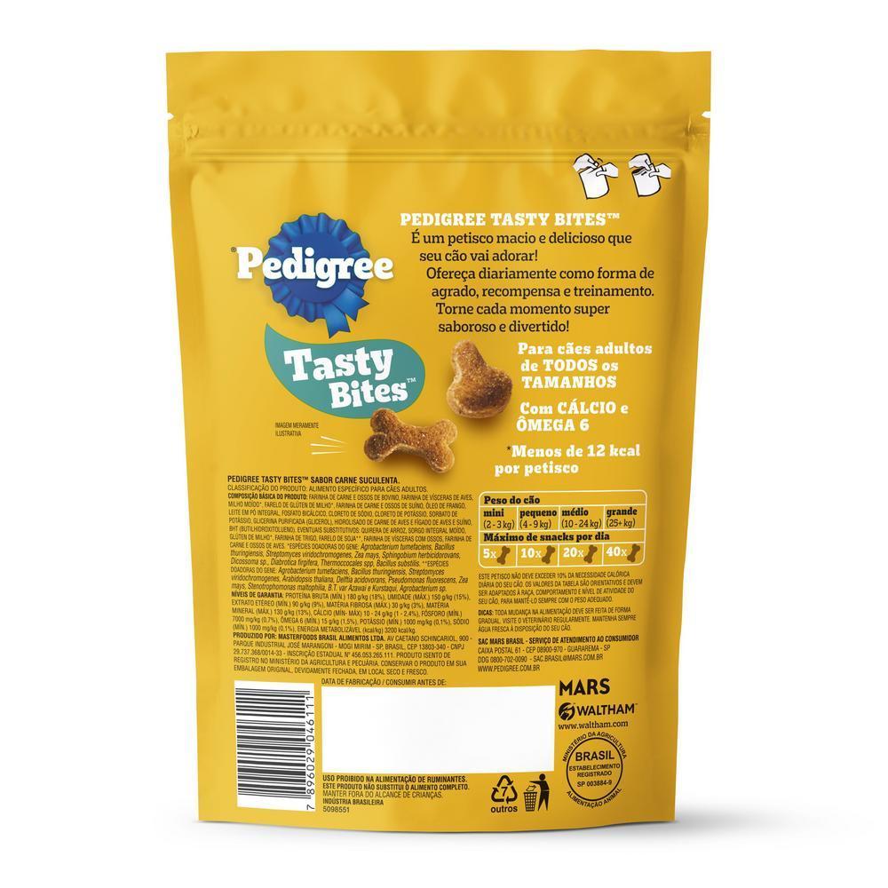 Petisco Pedigree Tasty Bites para Cães Adultos Sabor Carne Suculenta 80g