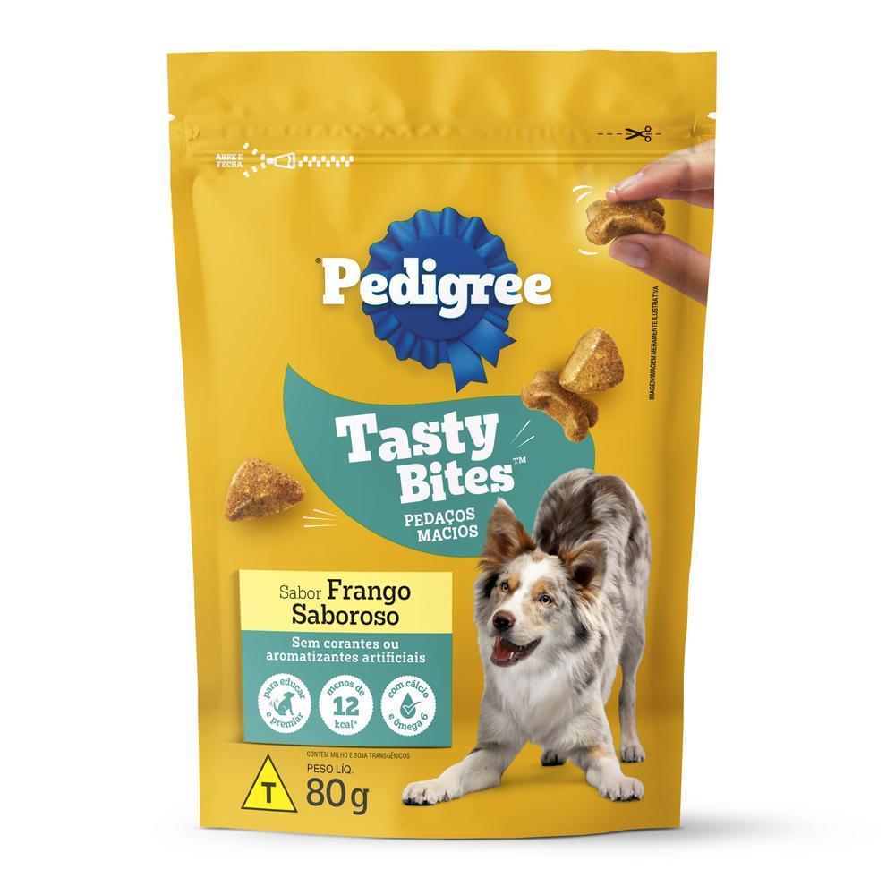 Petisco Pedigree Tasty Bites para Cães Adultos Sabor Frango Saboroso 80g