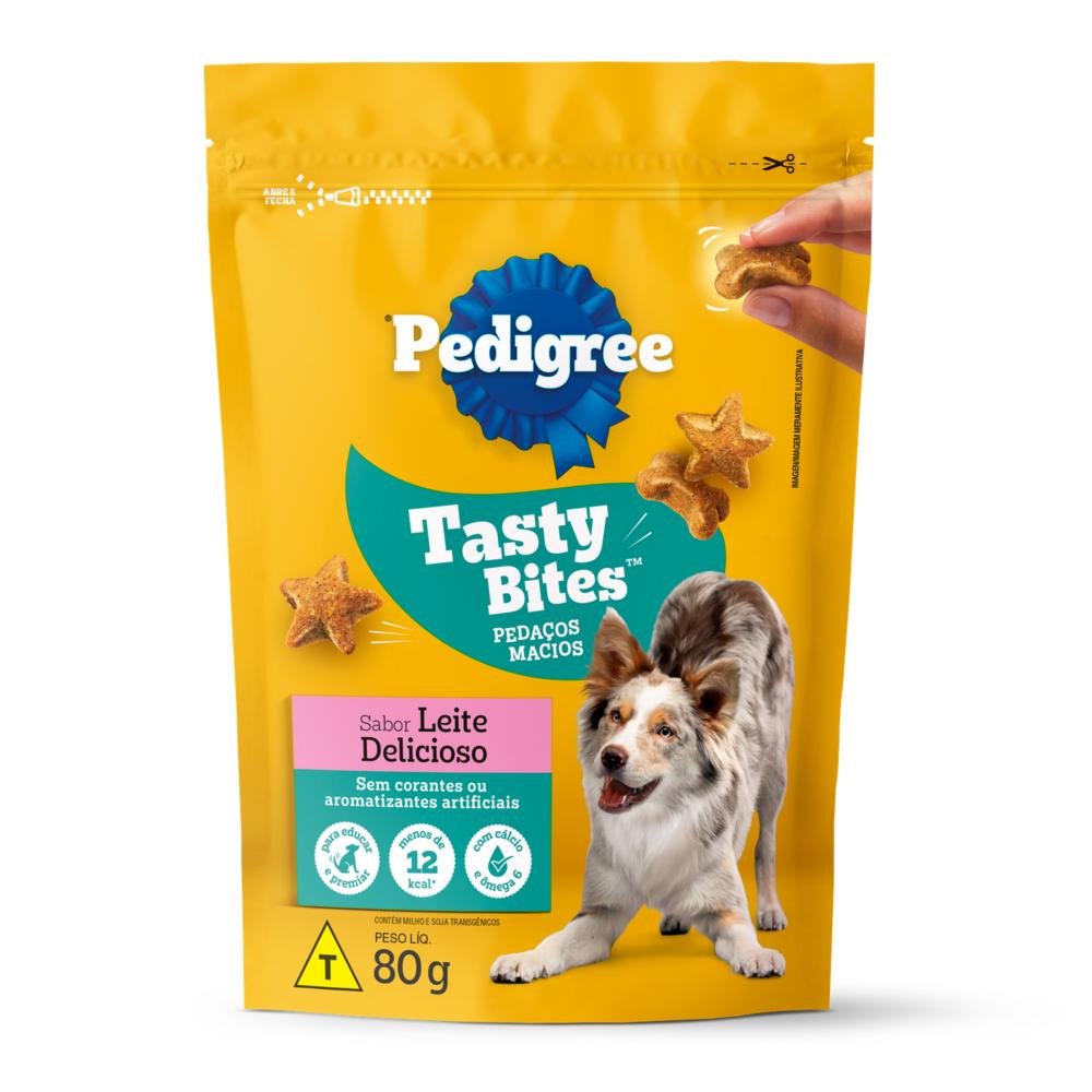 Petisco Pedigree Tasty Bites para Cães Adultos Sabor Leite Delicioso 80g