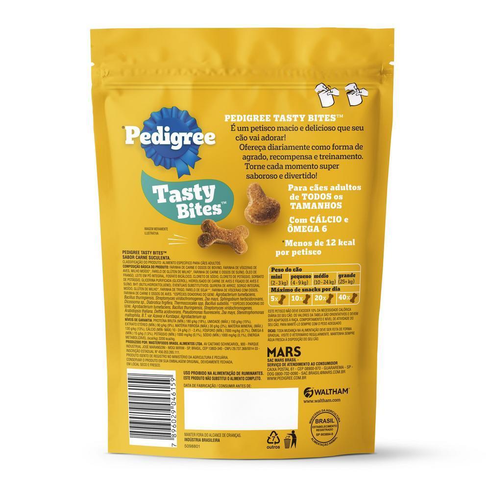Petisco Pedigree Tasty Bites para Cães Adultos Sabor Carne Suculenta 130g