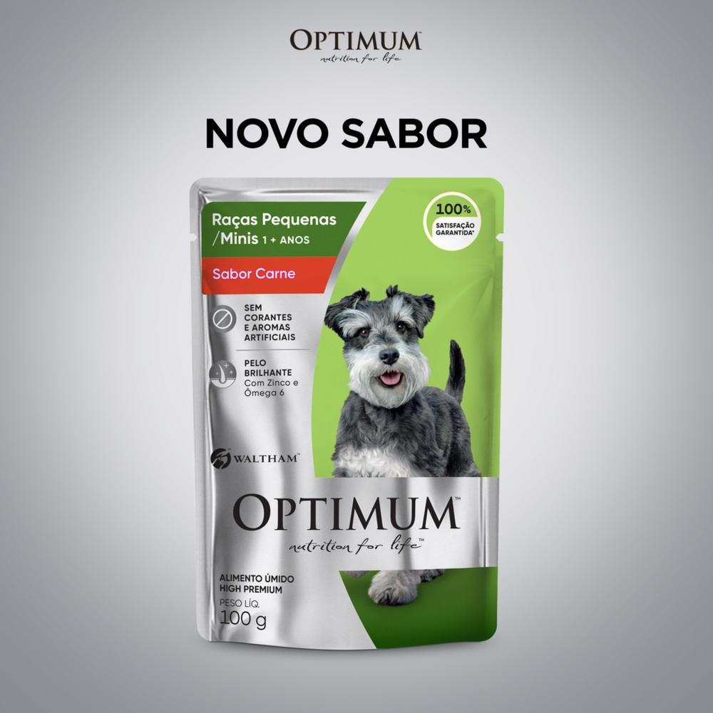 Ração Úmida Optimum Sachê para Cães Adultos Raças Pequenas e Minis Sabor Carne 100g