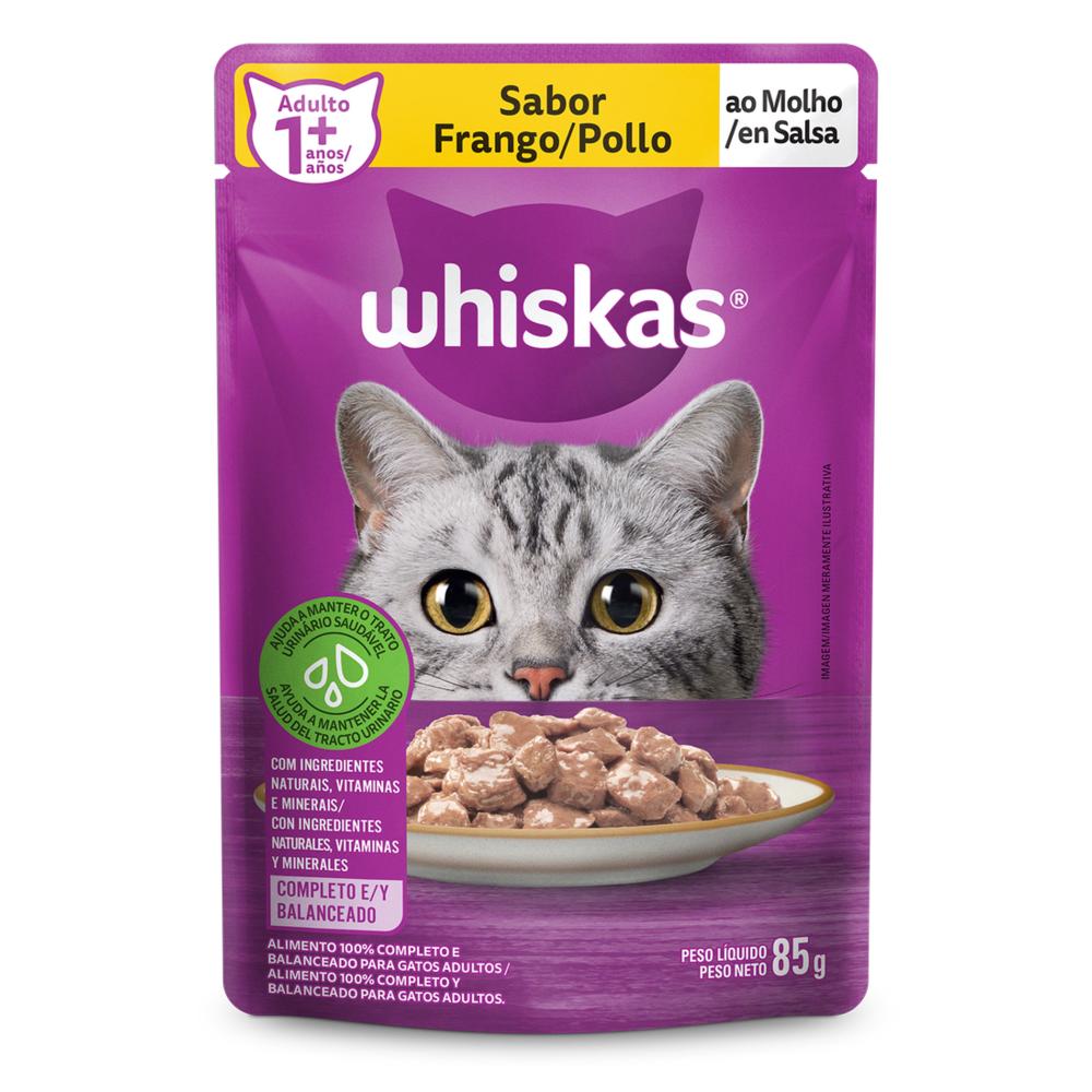Ração Úmida Whiskas Sachê Frango ao Molho para Gatos Adultos 85 g