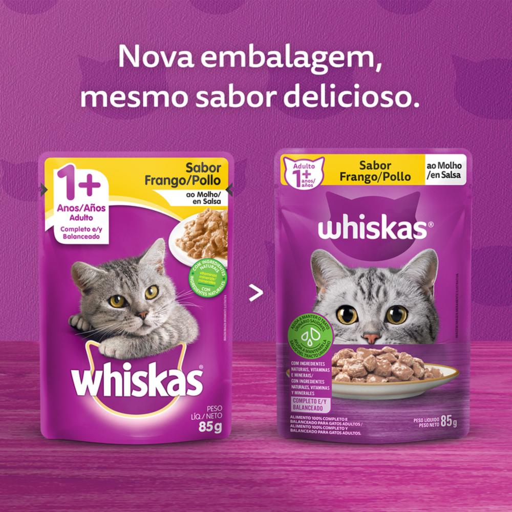 Ração Úmida Whiskas Sachê Frango ao Molho para Gatos Adultos 85 g