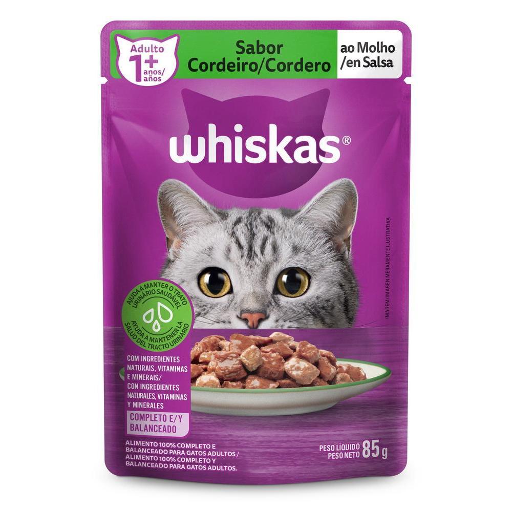 Ração Úmida Whiskas Sachê Cordeiro ao Molho para Gatos Adultos 85 g