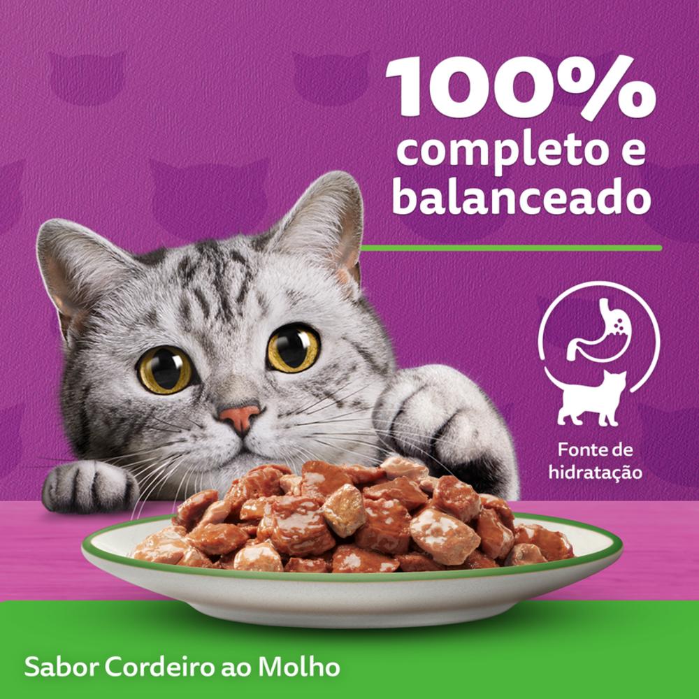 Ração Úmida Whiskas Sachê Cordeiro ao Molho para Gatos Adultos 85 g