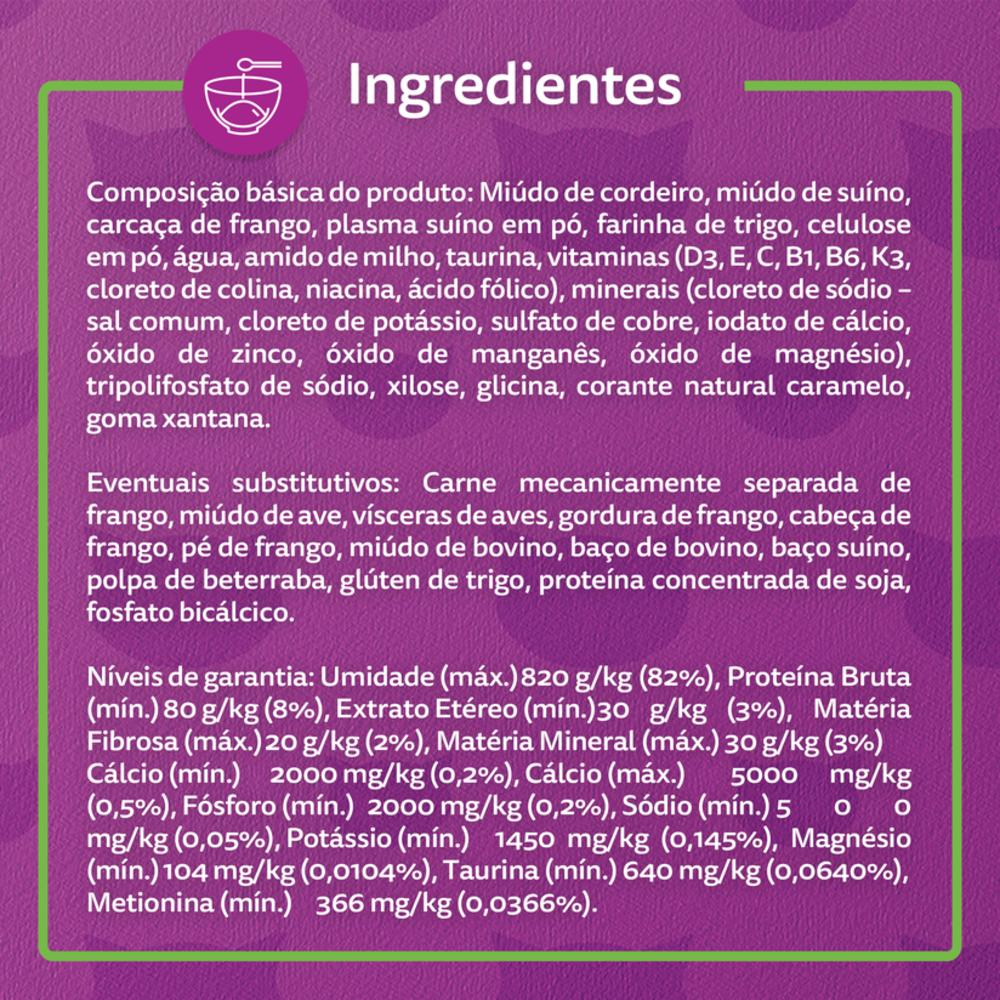 Ração Úmida Whiskas Sachê Cordeiro ao Molho para Gatos Adultos 85 g