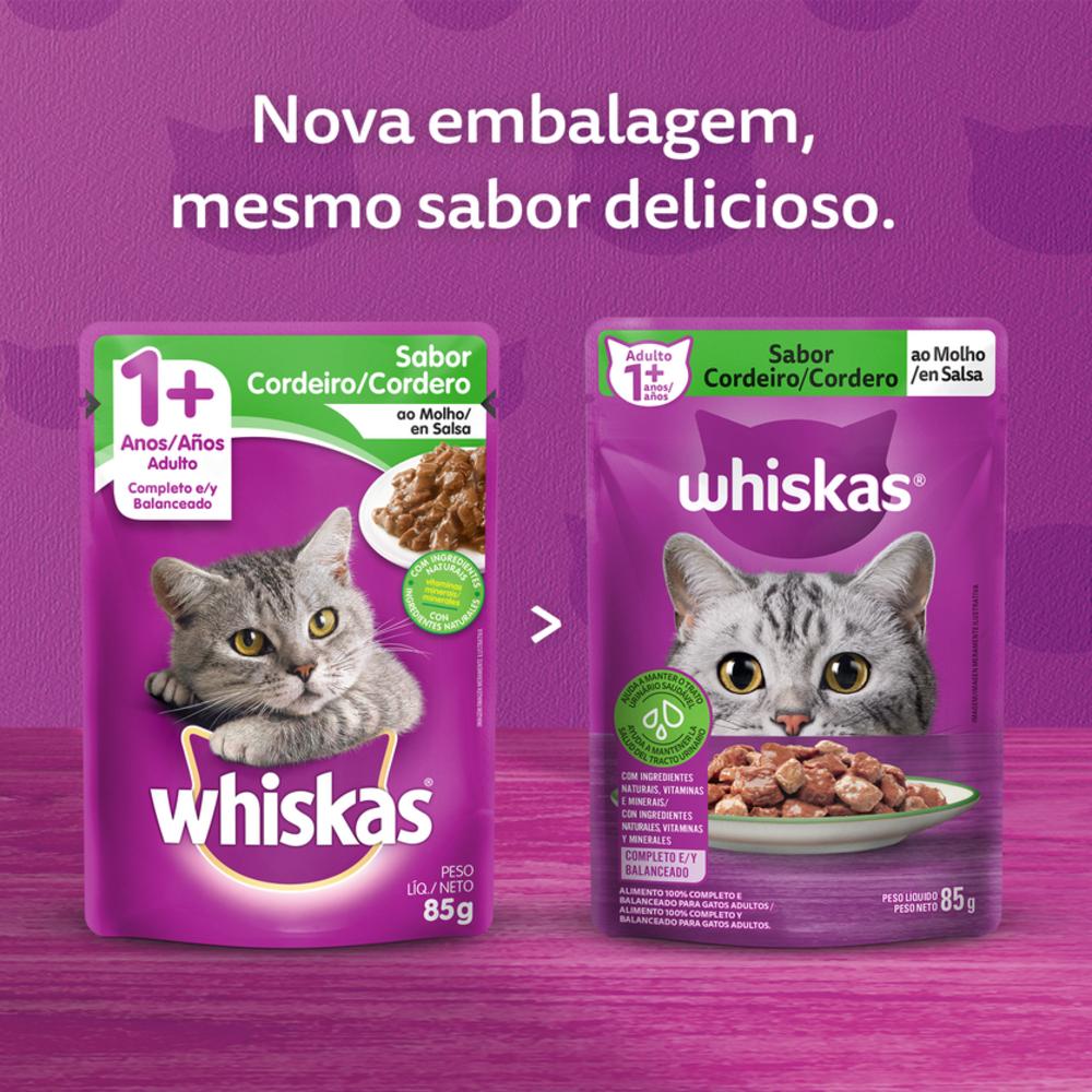 Ração Úmida Whiskas Sachê Cordeiro ao Molho para Gatos Adultos 85 g