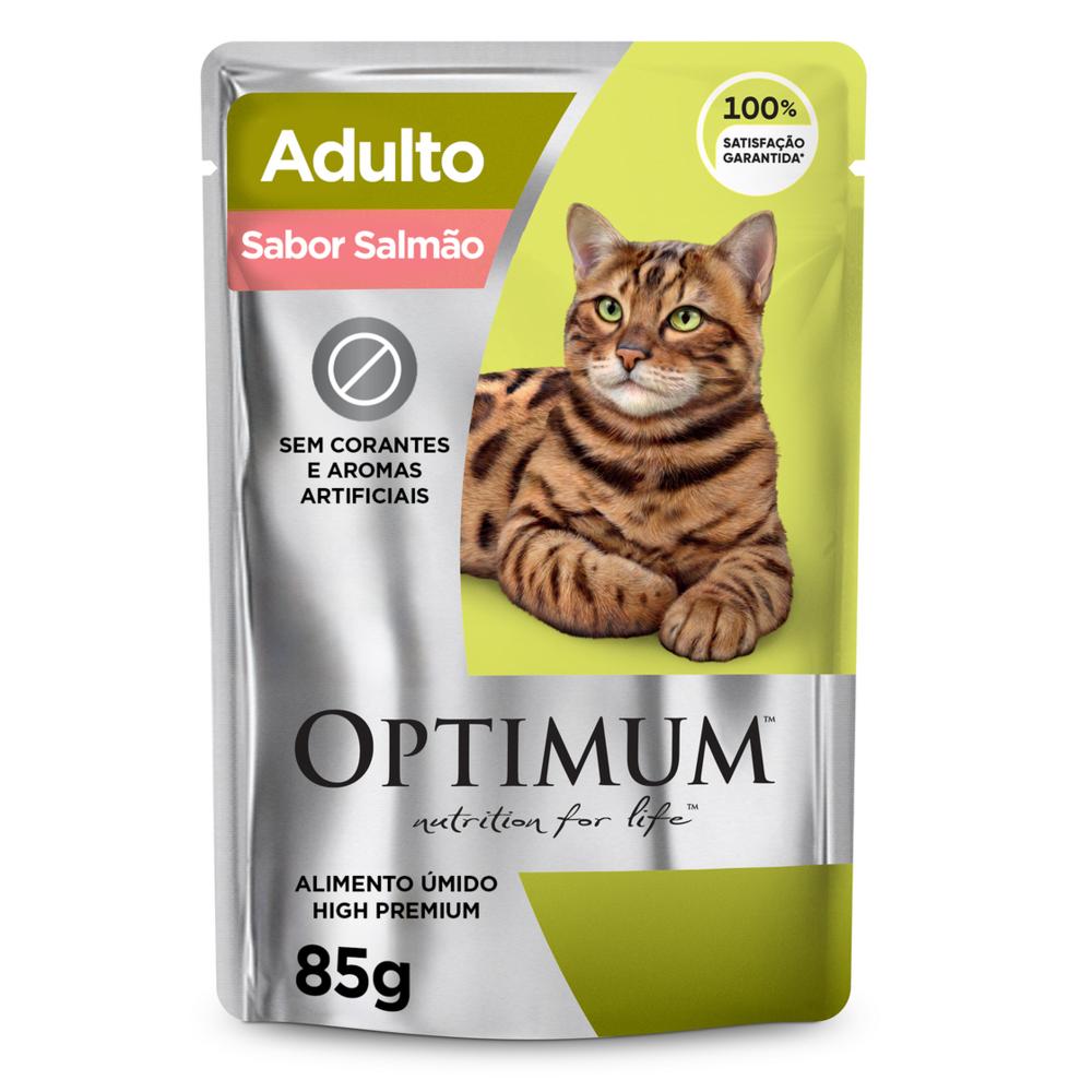 Ração Úmida Optimum Sachê para Gatos Adultos Sabor Salmão 85g