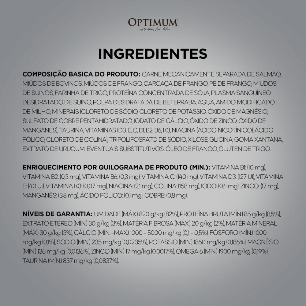 Ração Úmida Optimum Sachê para Gatos Adultos Castrados Sabor Salmão 85g