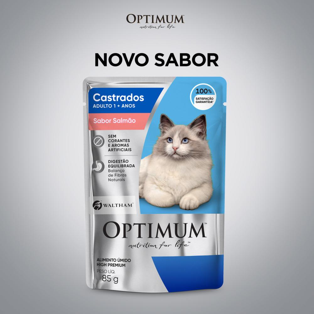 Ração Úmida Optimum Sachê para Gatos Adultos Castrados Sabor Salmão 85g