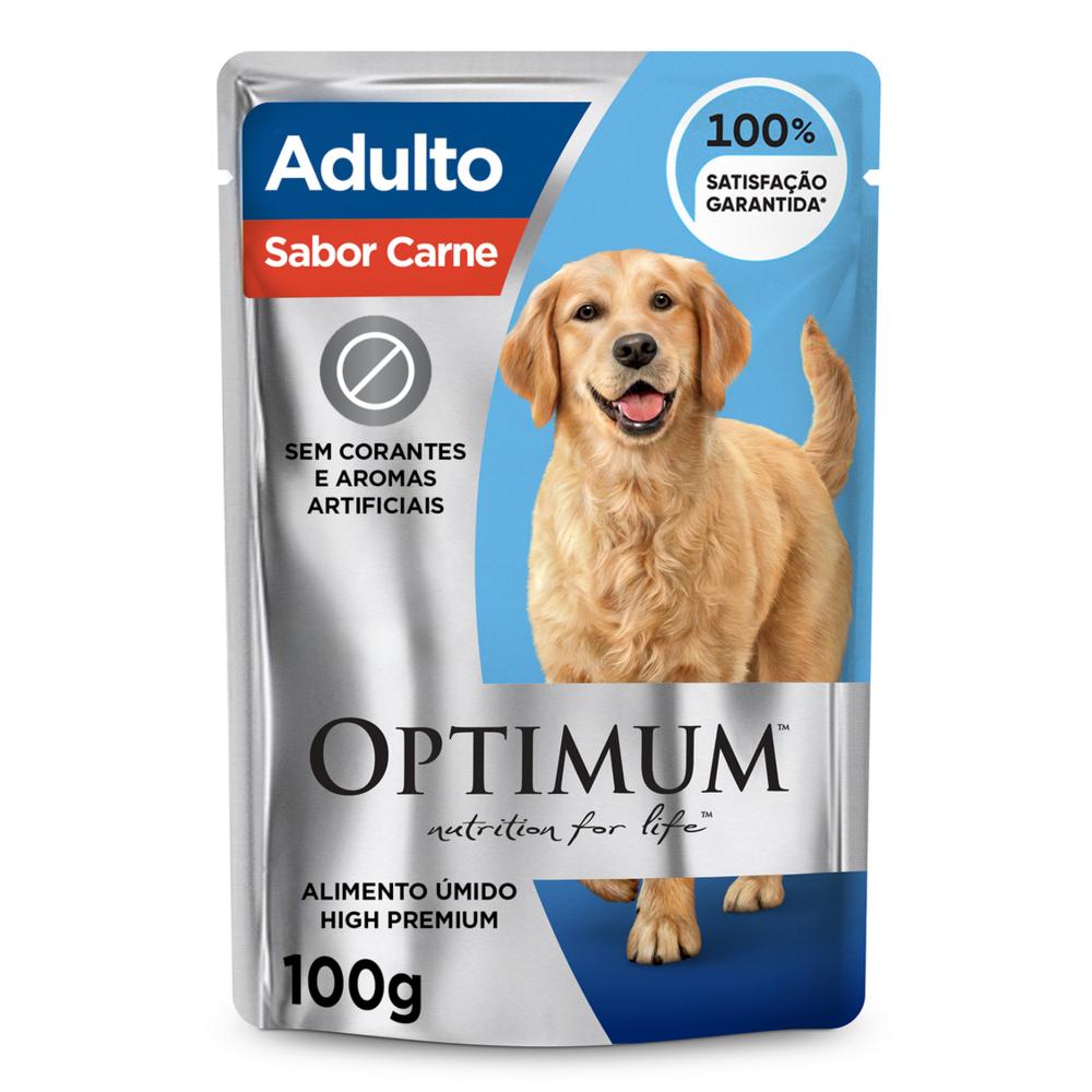 Ração Úmida Optimum Sachê para Cães Adultos Sabor Carne 100g