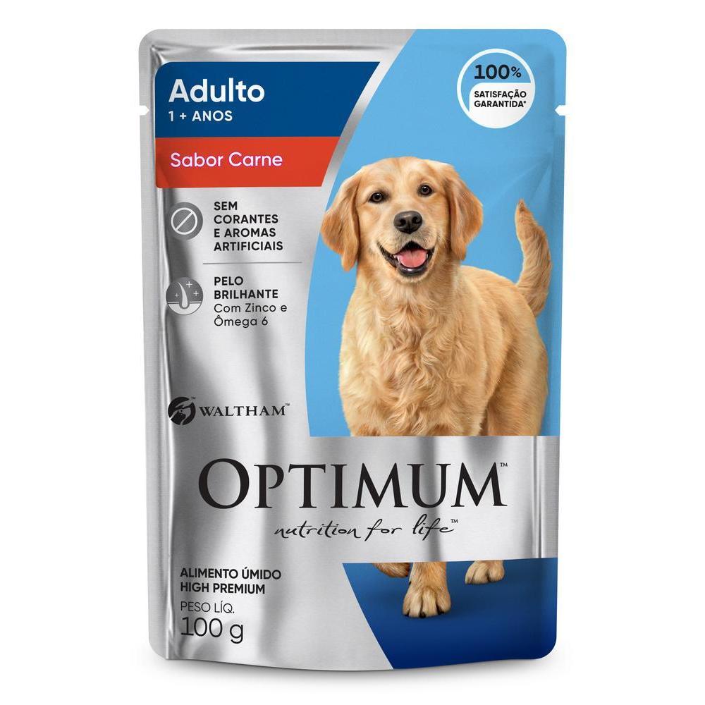 Ração Úmida Optimum Sachê para Cães Adultos Sabor Carne 100g