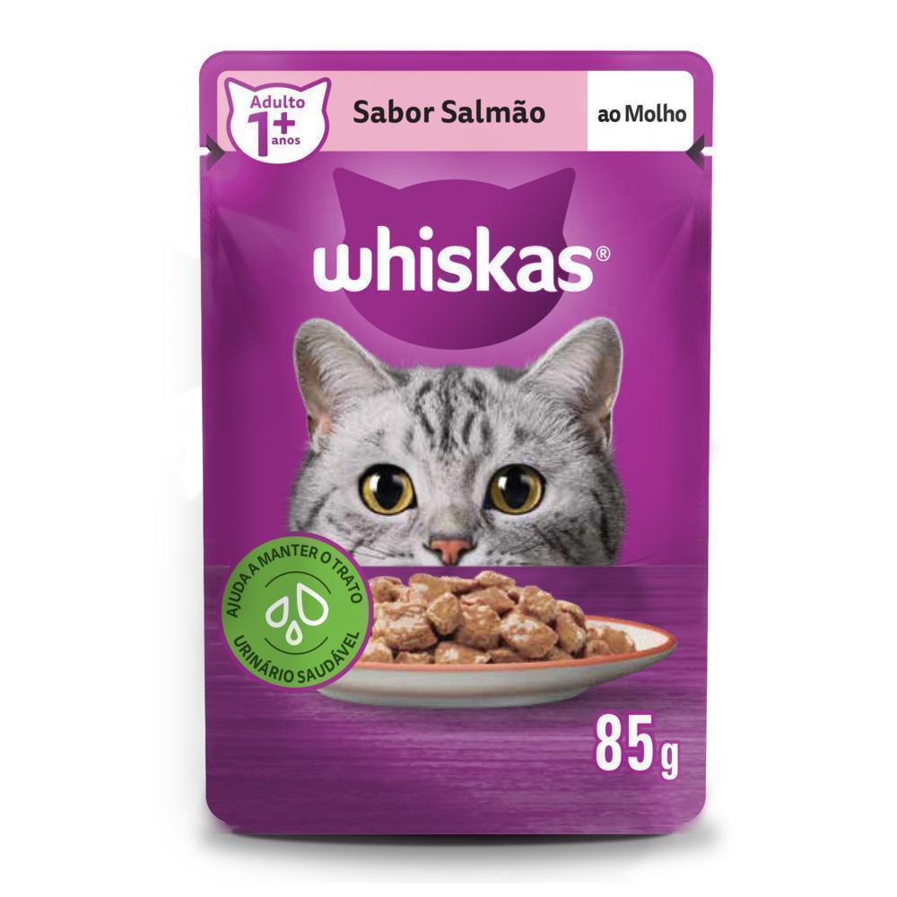 Ração Úmida Whiskas Sachê Salmão ao Molho para Gatos Adultos 10un