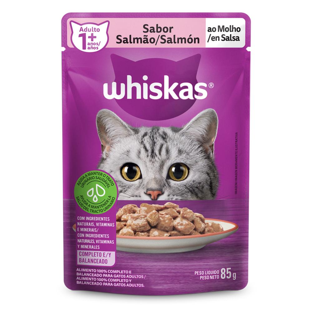 Ração Úmida Whiskas Sachê Salmão ao Molho para Gatos Adultos 85 g