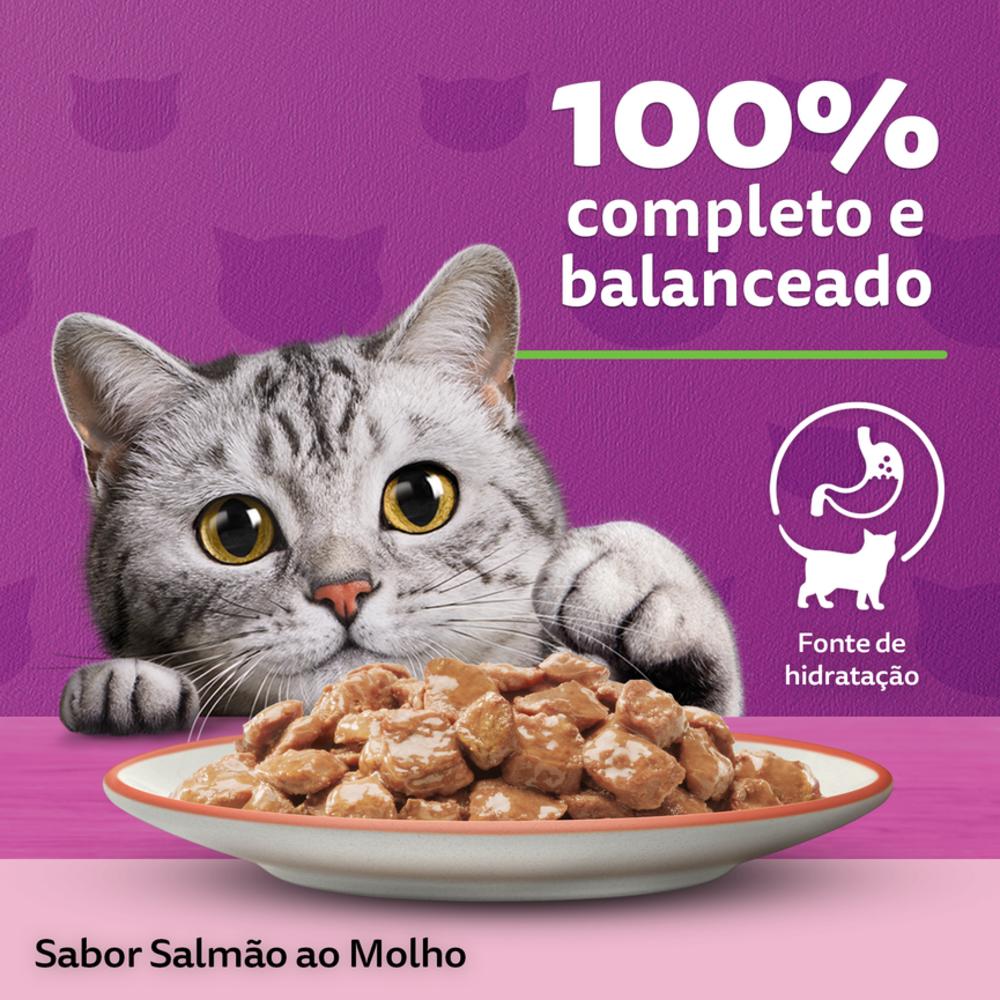 Ração Úmida Whiskas Sachê Salmão ao Molho para Gatos Adultos 85 g