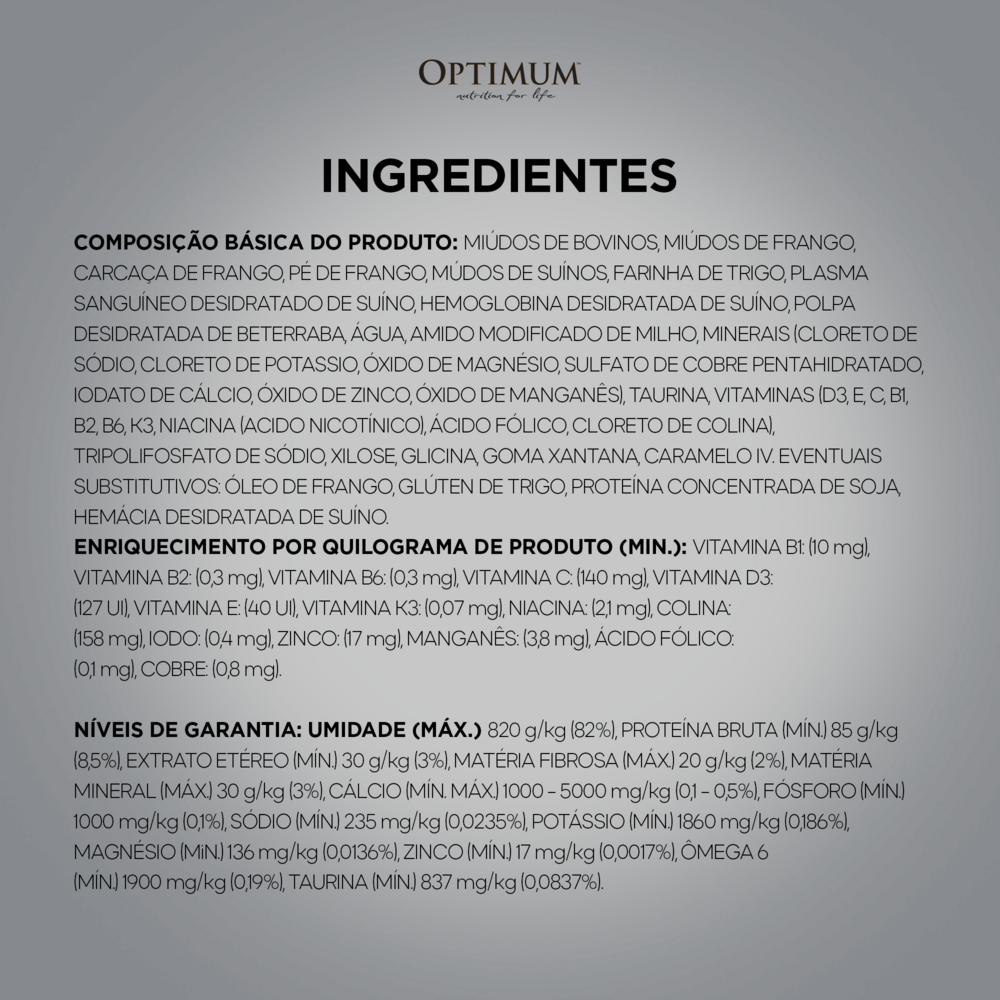 Ração Úmida Optimum Sachê para Gatos Adultos Castrados Sabor Carne 85g