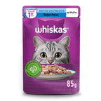 Ração Úmida Whiskas Sachê Peixe ao Molho para Gatos Adultos Castrados 85 g 10un