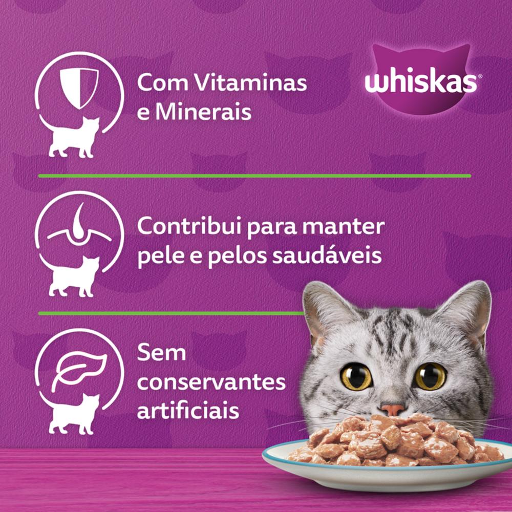 Ração Úmida Whiskas Sachê Peixe ao Molho para Gatos Adultos Castrados 85 g