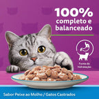 Ração Úmida Whiskas Sachê Peixe ao Molho para Gatos Adultos Castrados 85 g