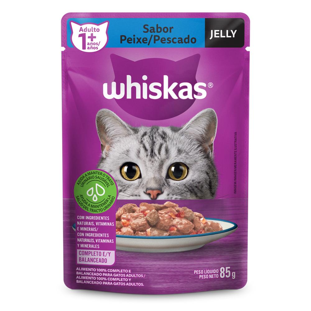 Ração Úmida Whiskas Sachê Peixe Jelly para Gatos Adultos 85 g
