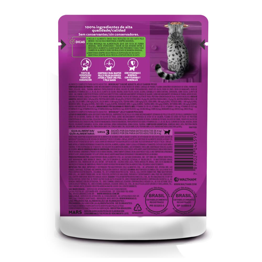 Ração Úmida Whiskas Sachê Peixe Jelly para Gatos Adultos 85 g
