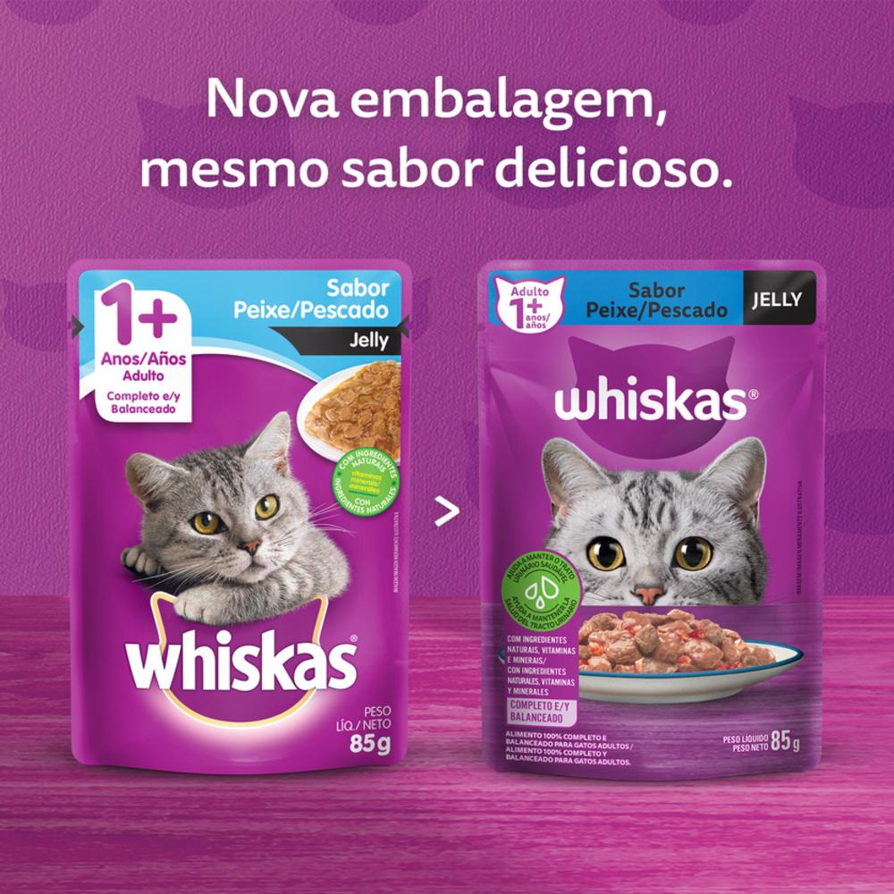 Ração Úmida Whiskas Sachê Peixe Jelly para Gatos Adultos 85 g